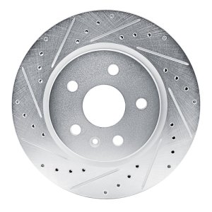Buick Envision Brake Rotor (1) - Rear Left - R1 Concepts - Drilled & Slotted - Silver - `19-`25
